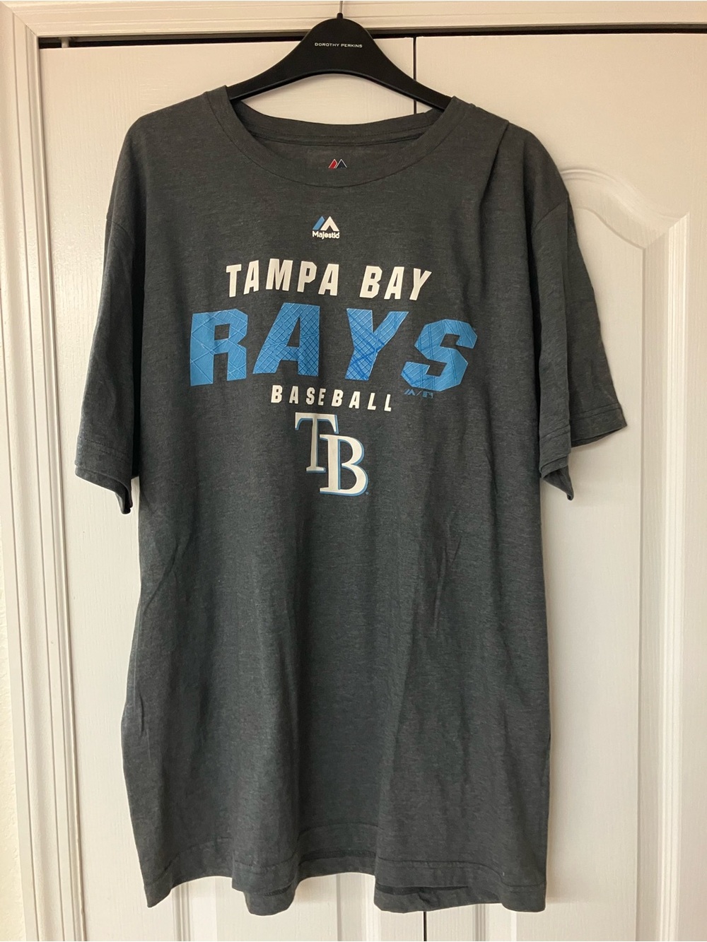 Tampa Bay Rays MLB Majestic Triple Peak Charcoal Mens XL Short Sleeve Shirt